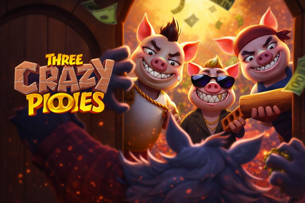 Three Crazy Piggies slot online com porquinhos caricatos e tema divertido.