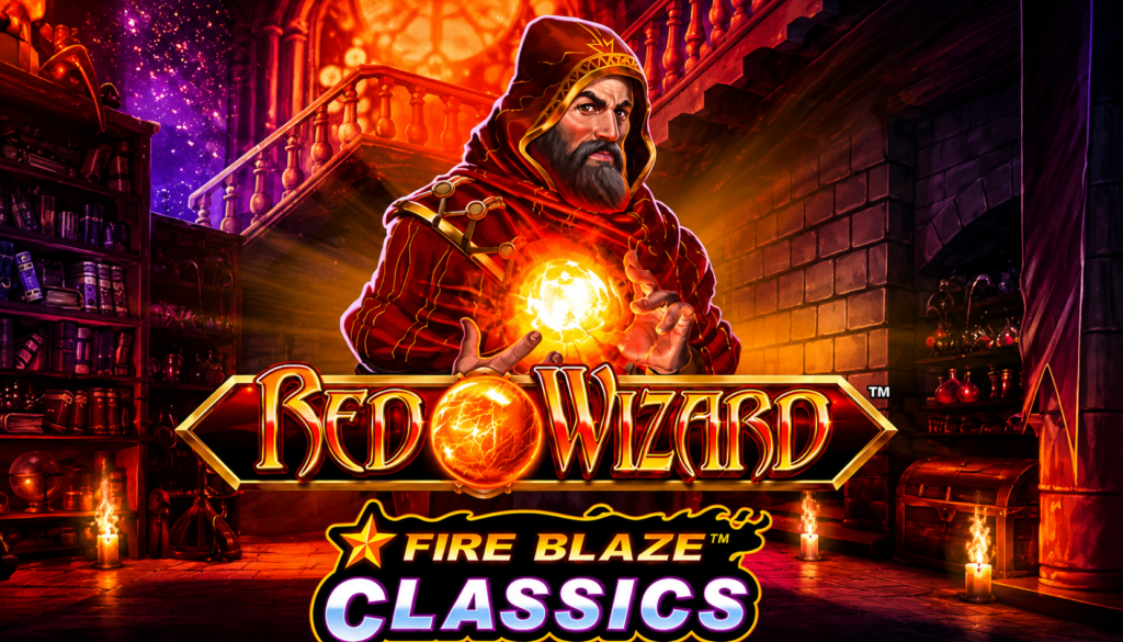 Red Wizard Fire Blaze Classics slot online da Playtech com mecânicas Hold & Win