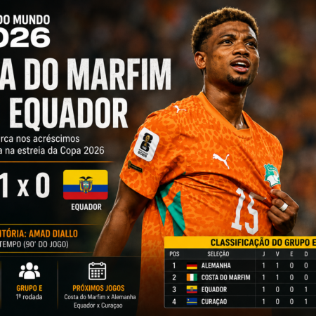 Costa do Marfim 1 x 0 Equador: Resultado da Copa 2026