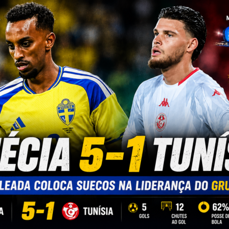 Suécia 5 x 1 Tunísia: Goleada na Copa do Mundo 2026.