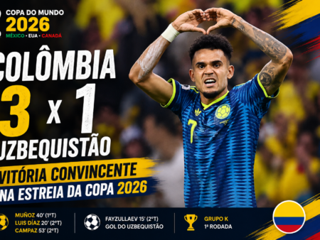 Colômbia 3 x 1 Uzbequistão: Vitória na Estreia da Copa 2026