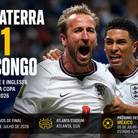 Inglaterra 2×1 RD Congo: Kane Decide e Ingleses Avançam na Copa 2026