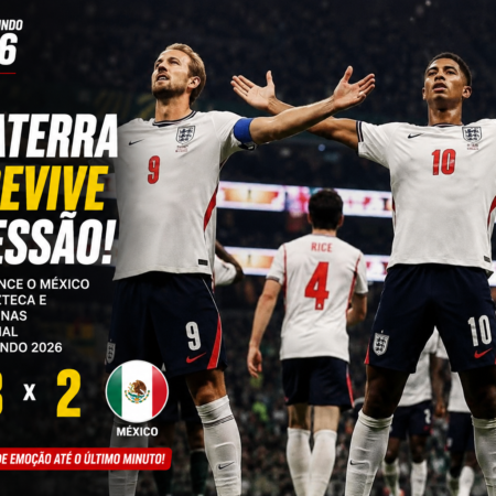 México 2 x 3 Inglaterra: Ingleses vencem no Azteca e avançam na Copa 2026
