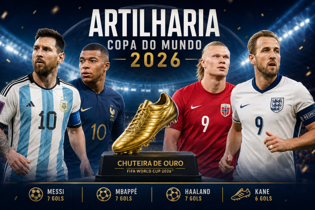Messi, Mbappé, Haaland e Harry Kane disputam a artilharia da Copa do Mundo 2026.