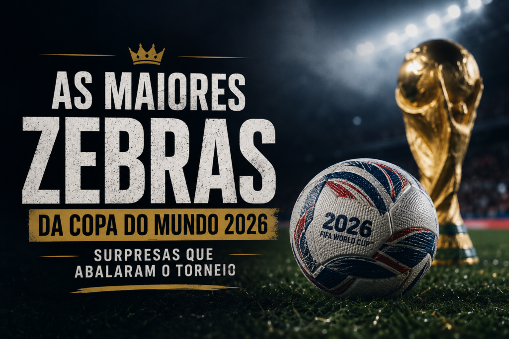 As maiores zebras da Copa do Mundo 2026, destacando as surpresas e eliminações históricas que marcaram o Mundial até as quartas de final.