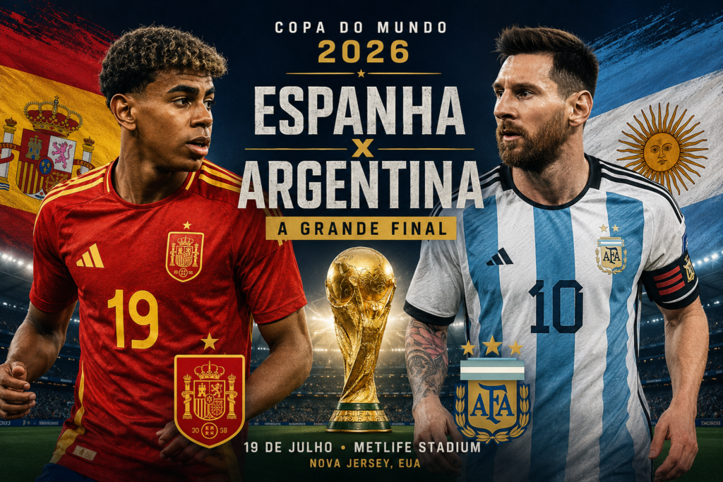 Espanha e Argentina disputam a final da Copa do Mundo FIFA 2026 no MetLife Stadium, com destaque para Lamine Yamal e Lionel Messi na decisão pelo título mundial.
