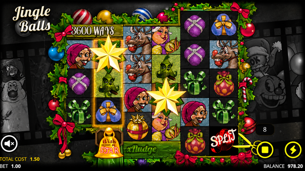 Gameplay do Jingle Balls demo com símbolos scatters