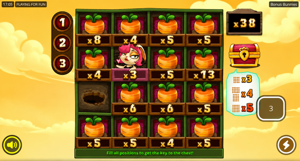 Bonus Bunnies slot com recurso Carrot Link Spins ativado