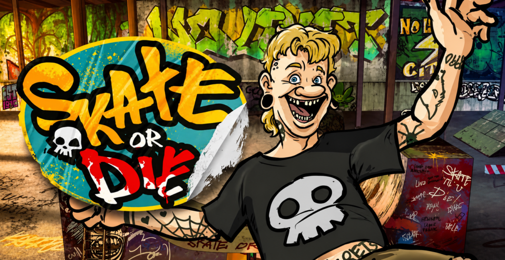 Slot Skate or Die da Nolimit City com temática de skate urbano, recursos Extra Sauce Row, xZone Wilds e Max Win de 30.000x.