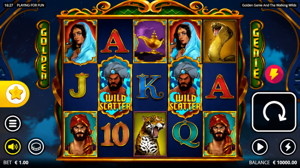 Recurso Genie Wishes ativada no Golden Genie and the Walking Wilds slot