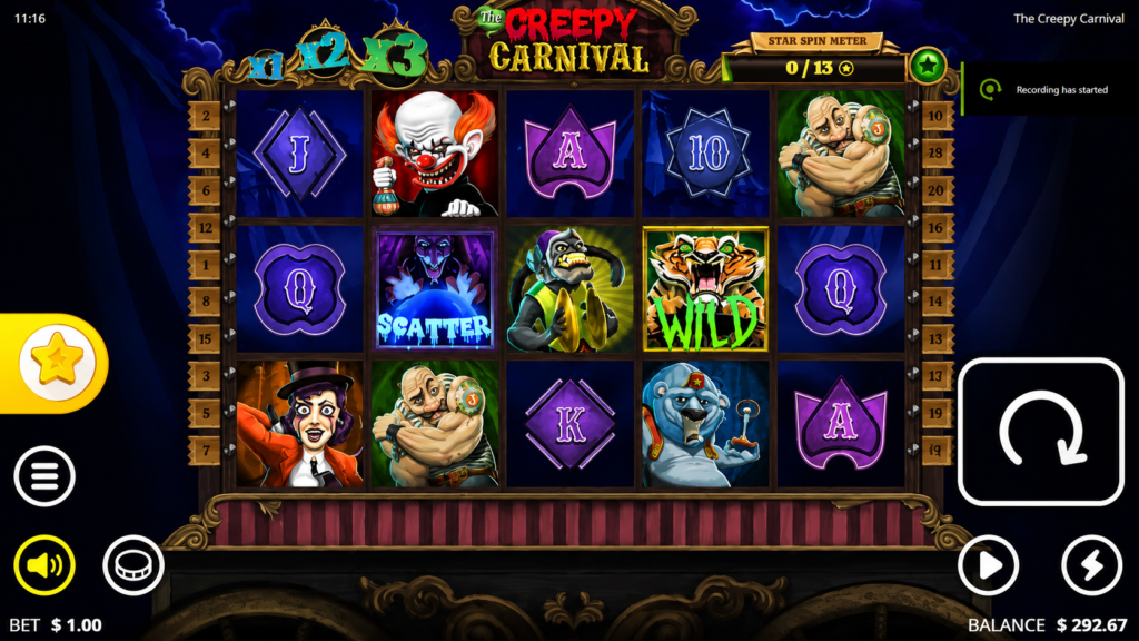 Gameplay do slot The Creepy Carnival